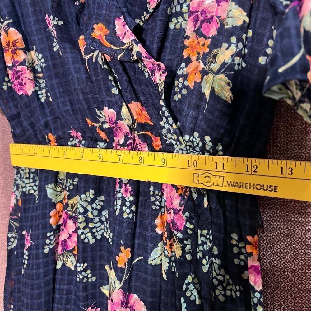 LC Lauren Conrad Ruffled Wrap Maxi Dress Blue Size Small CottageCore Cottage - Picture 7 of 11
